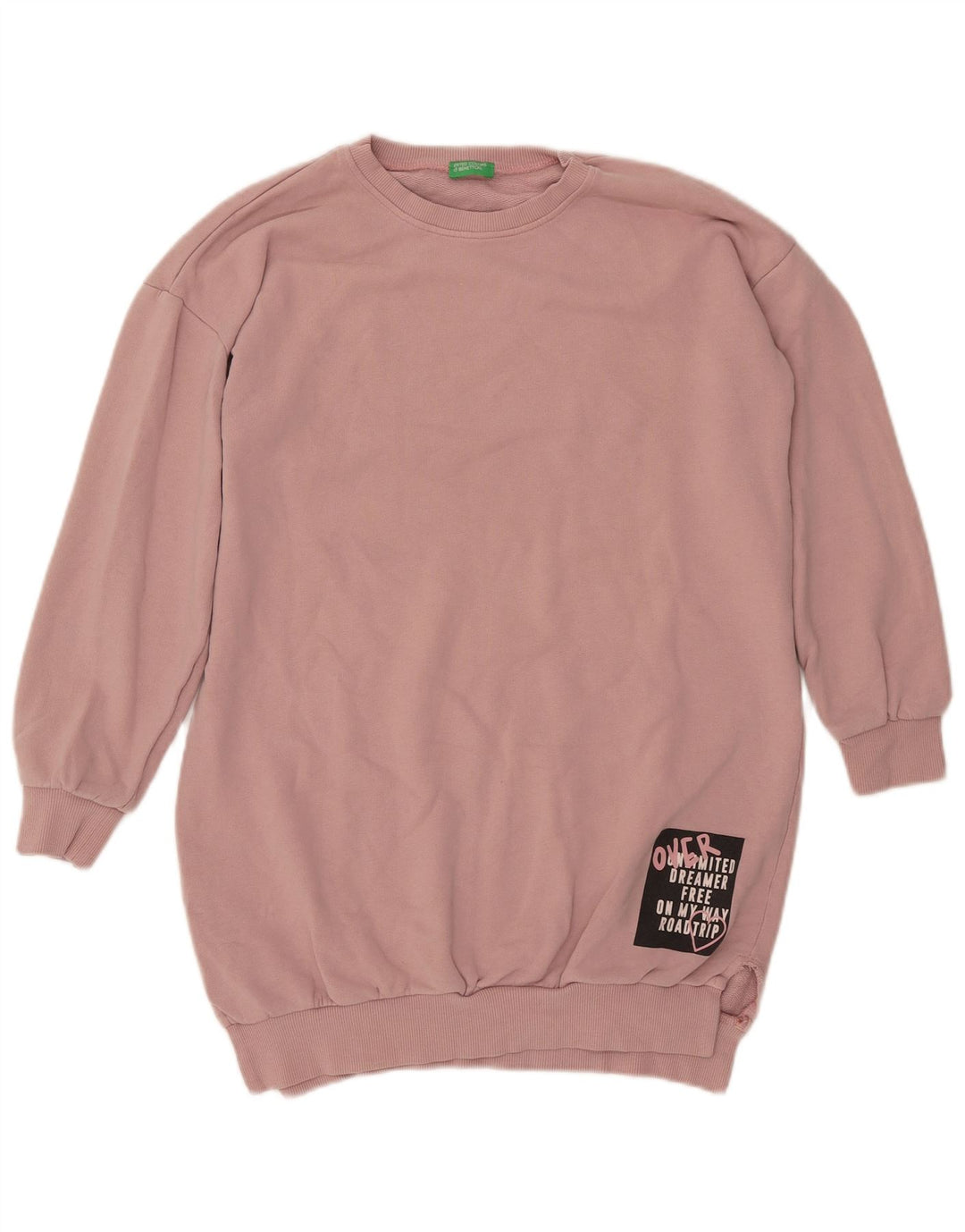 BENETTON Sweat-shirt graphique pour femme UK 16 Large Rose