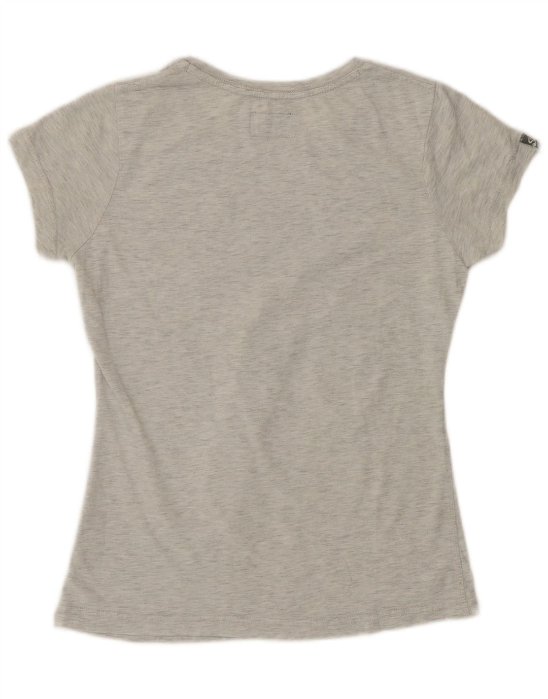 Superdry T-Shirt Graphique Femme UK 12 Gris Moyen Polyester Moucheté
