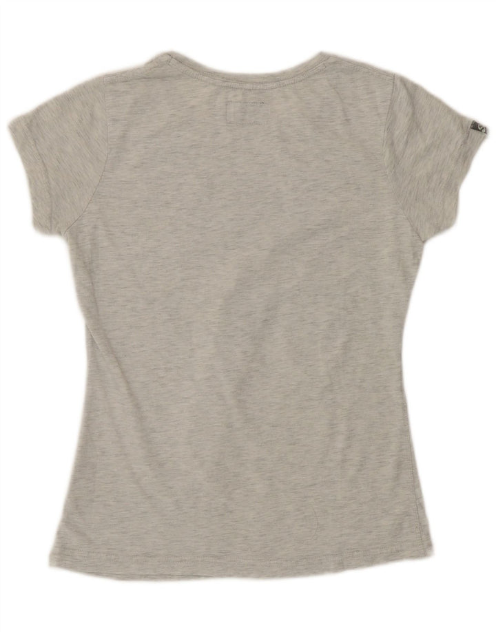 Superdry T-Shirt Graphique Femme UK 12 Gris Moyen Polyester Moucheté