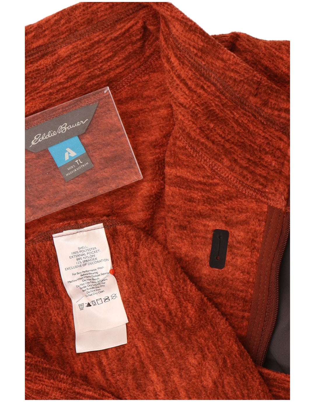 Eddie Bauer Pull polaire à col zippé pour homme Grand polyester moucheté orange