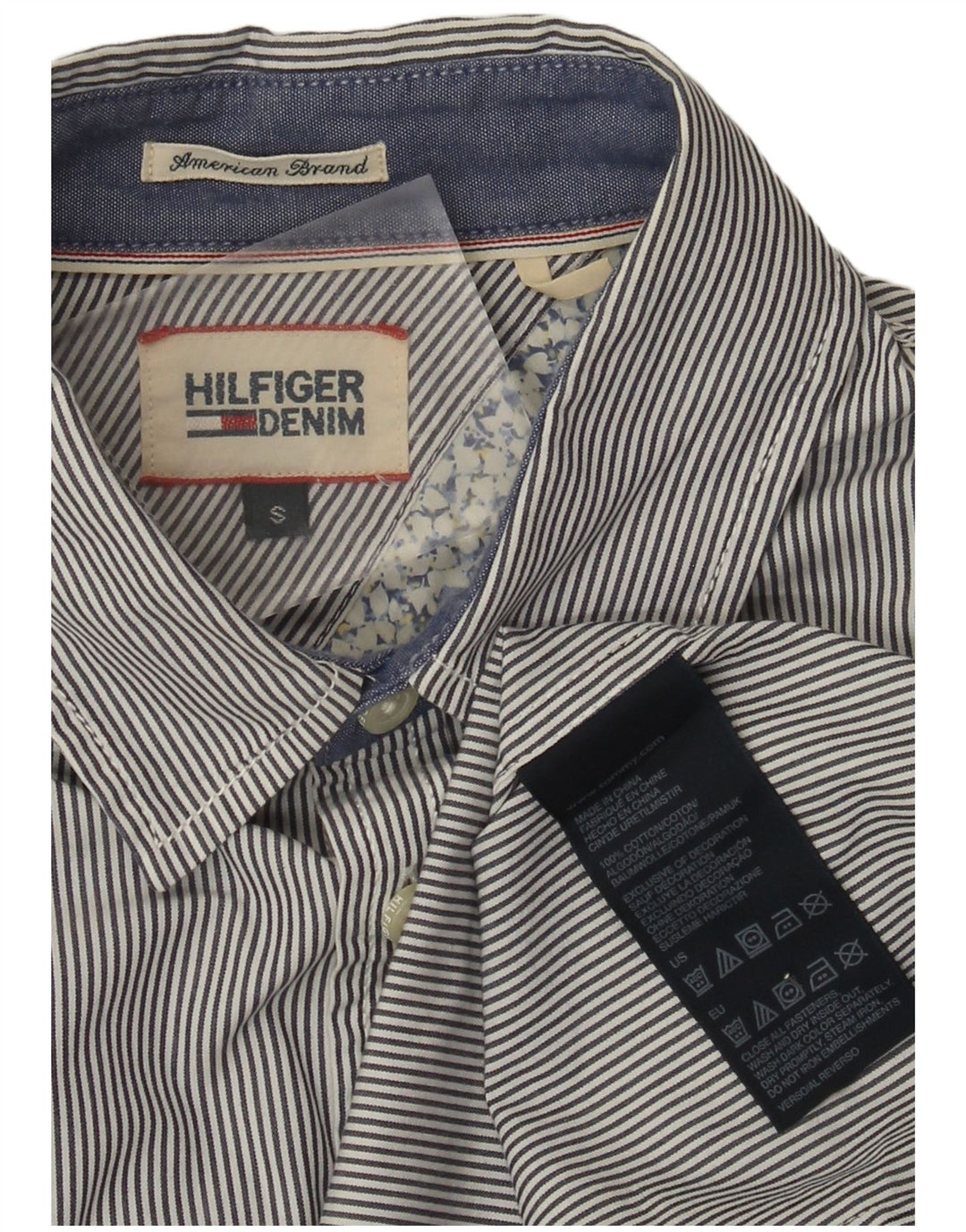 Tommy Hilfiger Chemise Homme Petit Coton Bleu Marine À Fines Rayures