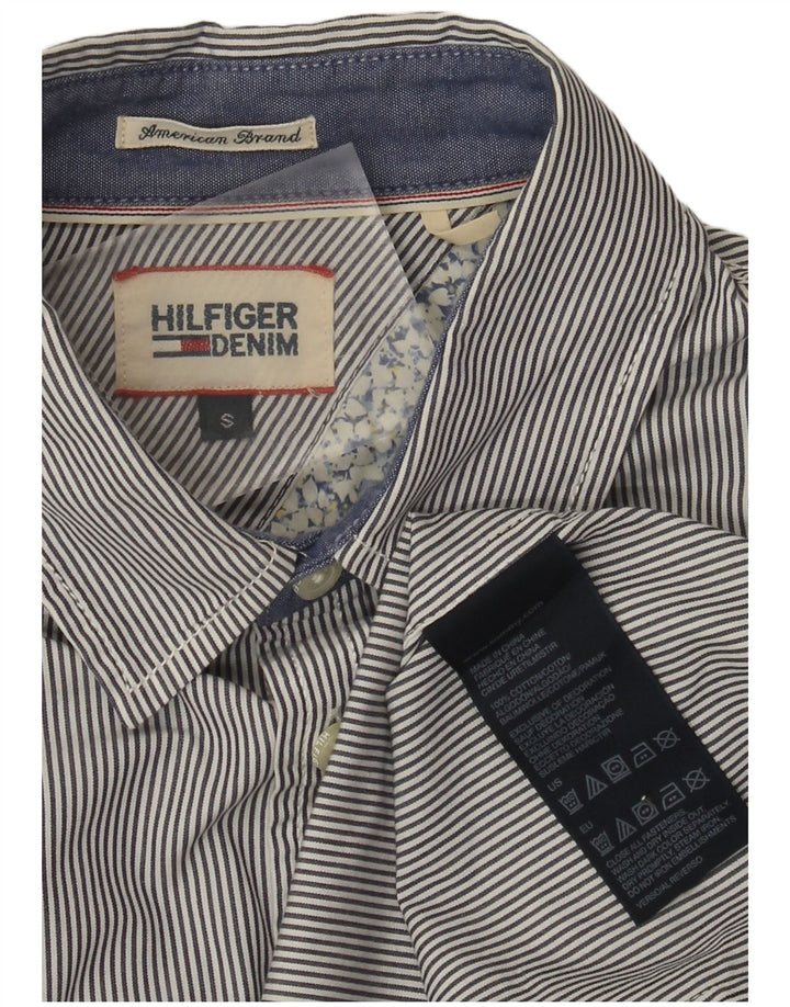 Tommy Hilfiger Chemise Homme Petit Coton Bleu Marine À Fines Rayures