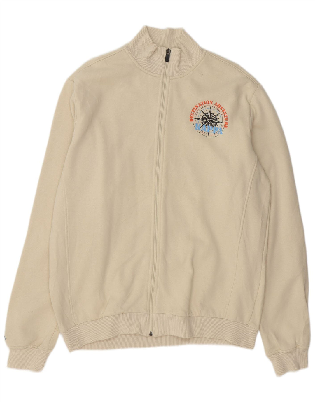 Kappa Veste de Survêtement Graphique Homme Large Blanc Cassé Coton