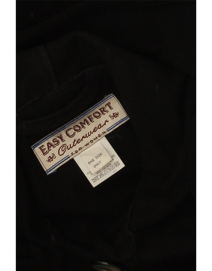 Easy Comfort Manteau Poncho à capuche pour femme Taille unique Laine noire