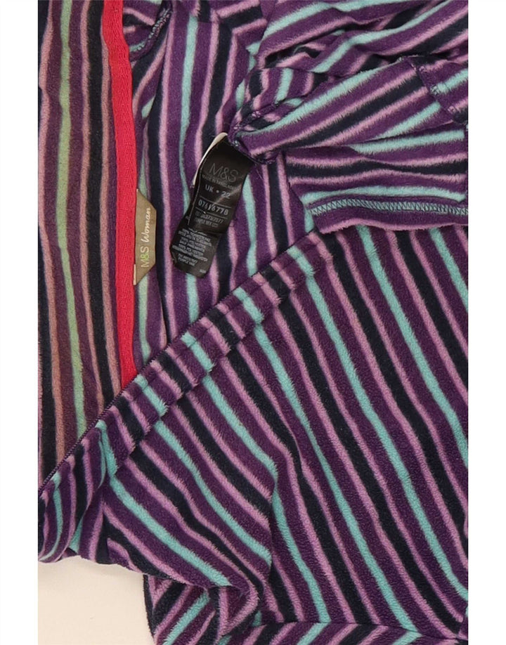 Marks & Spencer Veste Polaire Femme UK 22 2XL Violet Rayé Polyester