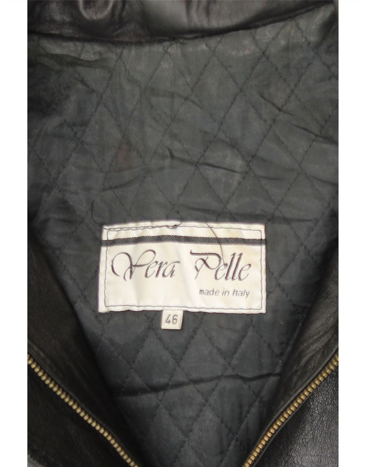Veste en cuir à capuche femme vintage IT 46 Grand cuir noir