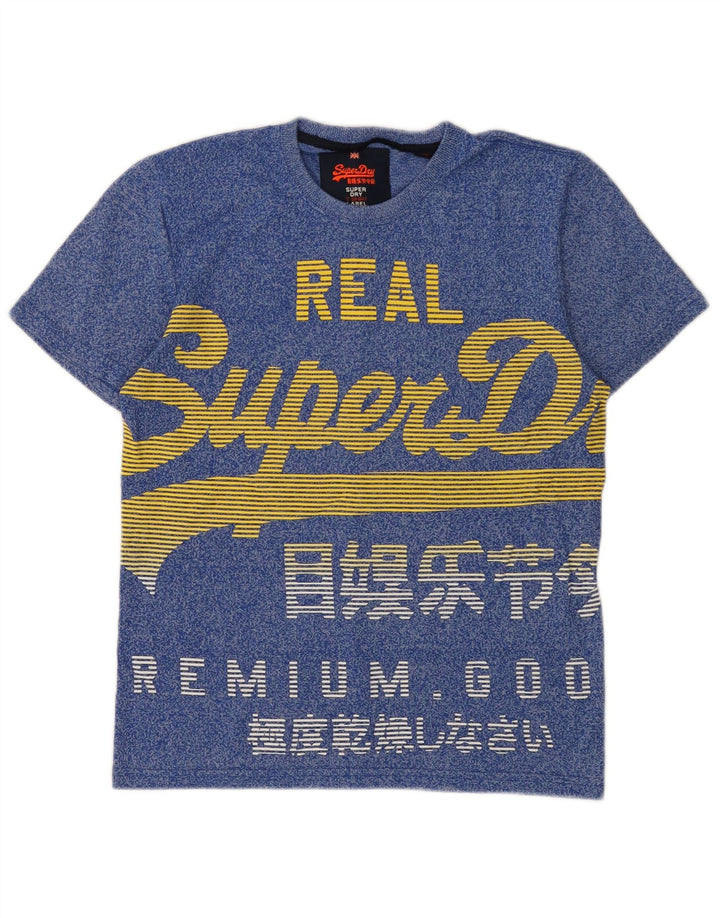 SUPERDRY T-Shirt Real Graphic Homme Petit Bleu Moucheté Coton