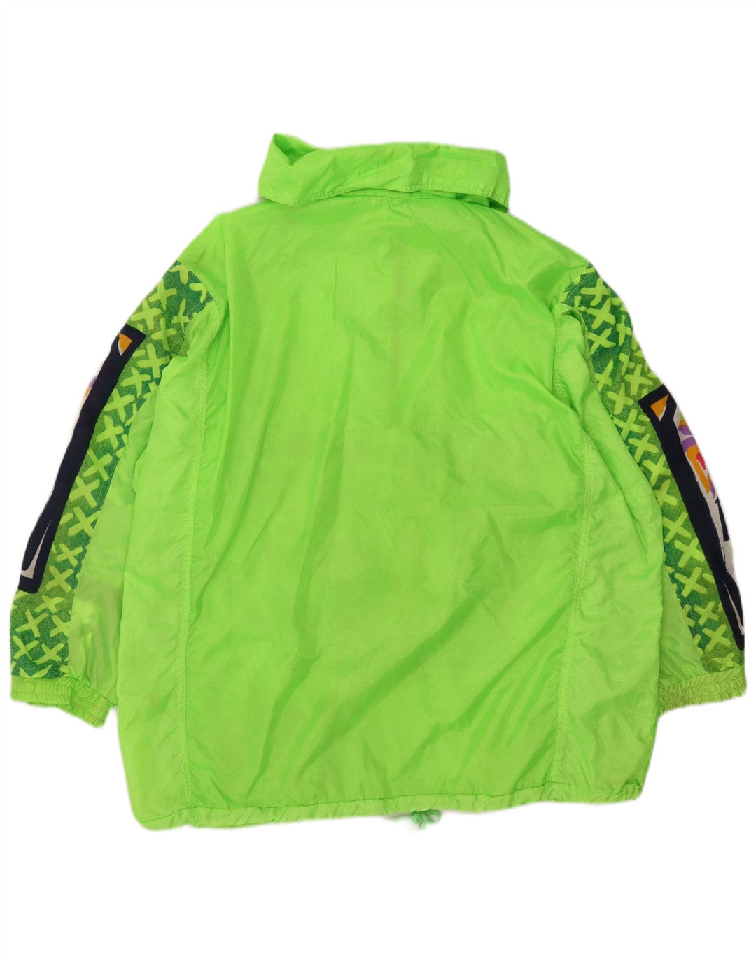 vintage Mens Anorak Rain Jacket UK 40 Grand Polyester Géométrique Vert