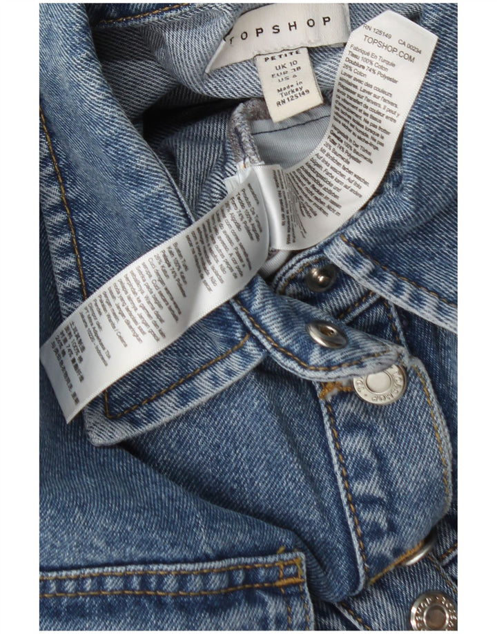 Topshop Combishort en jean pour femme UK 10 Petit Bleu Coton