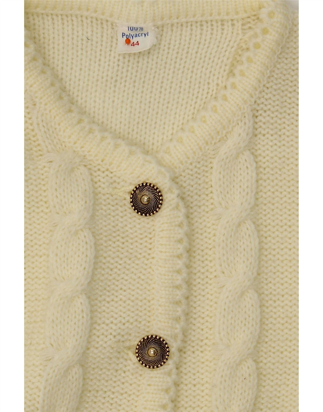 VINTAGE Womens Cardigan Sweater IT 44 Medium Off White Polyacrylic Vintage Vintage and Second-Hand Vintage from Messina Hembry 