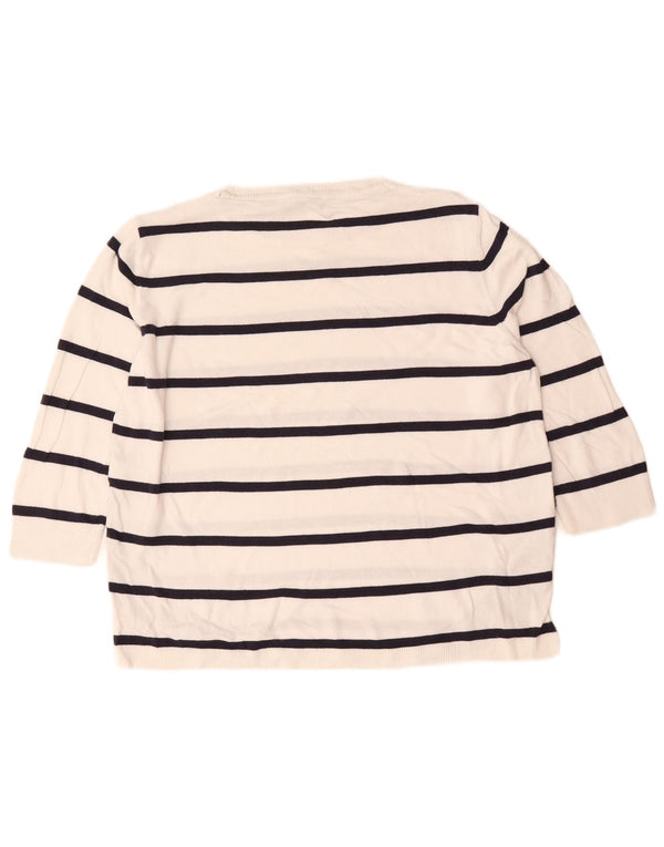 Marks & Spencer Pull ras du cou pour femme UK 14 Medium Blanc rayé