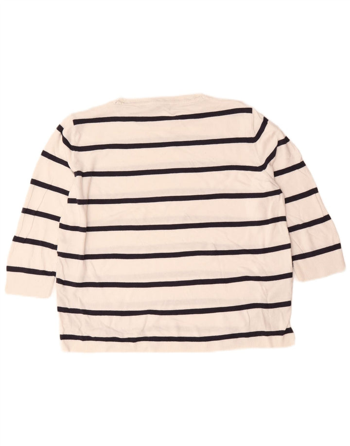 Marks & Spencer Pull ras du cou pour femme UK 14 Medium Blanc rayé