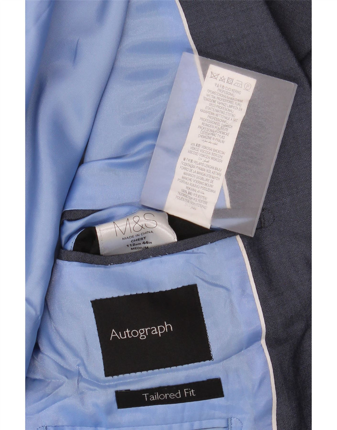 Marks & Spencer Veste blazer coupe ajustée pour homme UK 38 Bleu marine moyen