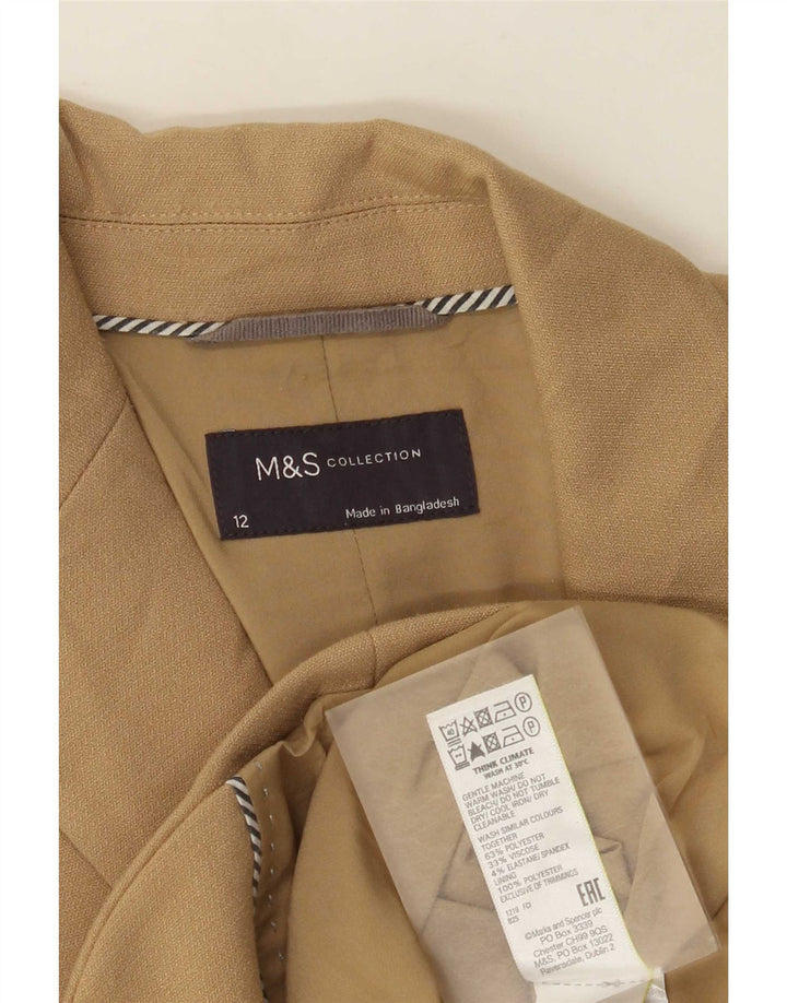 Marks & Spencer Veste blazer à 2 boutons pour femme UK 12 Beige moyen Polyester