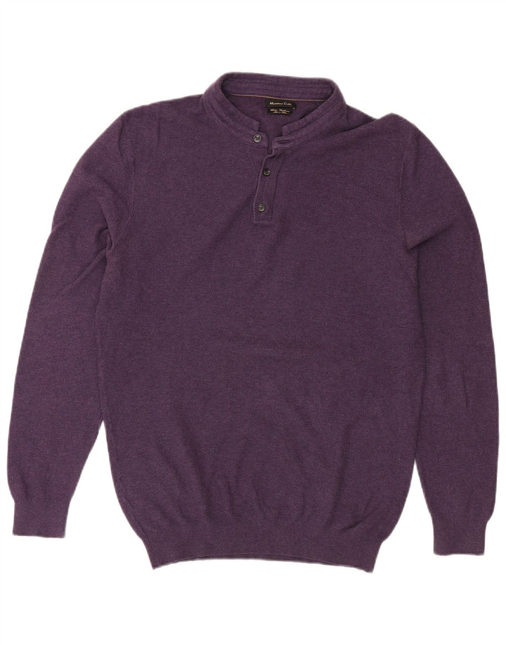 Massimo Dutti Pull à col boutonné pour homme Taille L Violet