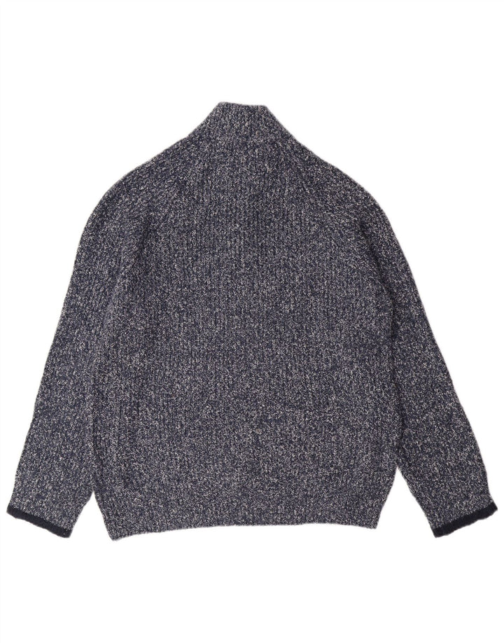 MARKS & SPENCER Pull à col zippé pour homme, grand, bleu moucheté, classique