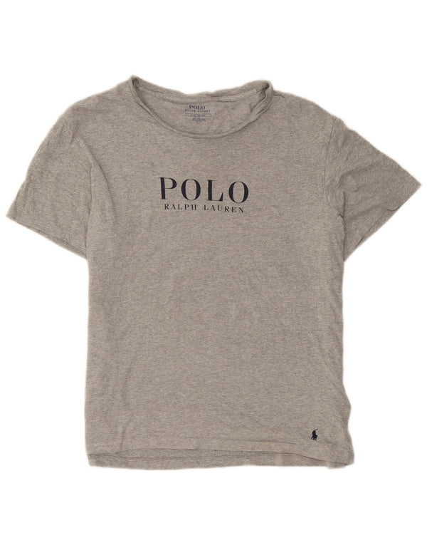 Polo Ralph Lauren T-shirt graphique pour femme UK 16 Large Gris Coton