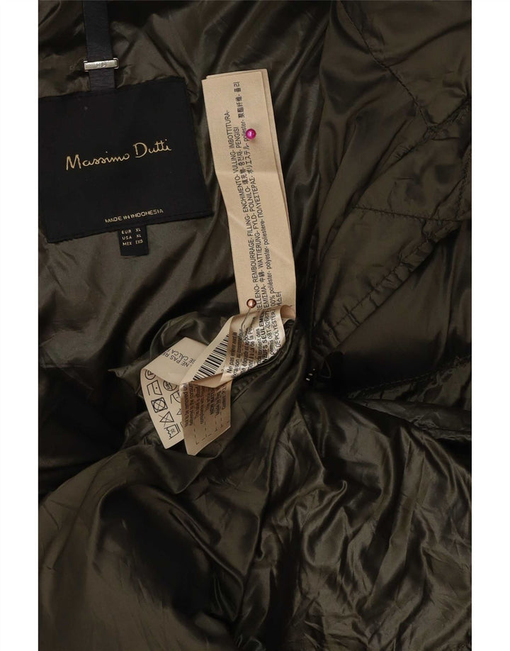 Massimo Dutti Manteau rembourré pour femme UK 18 XL Kaki Polyester