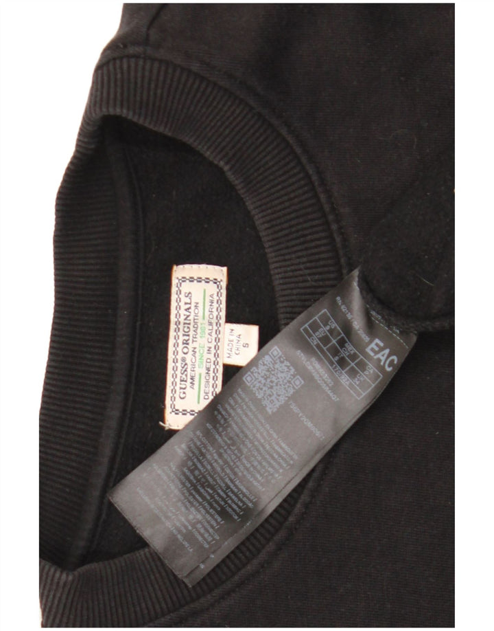 Guess Sweat-shirt graphique pour hommes, petit coton noir