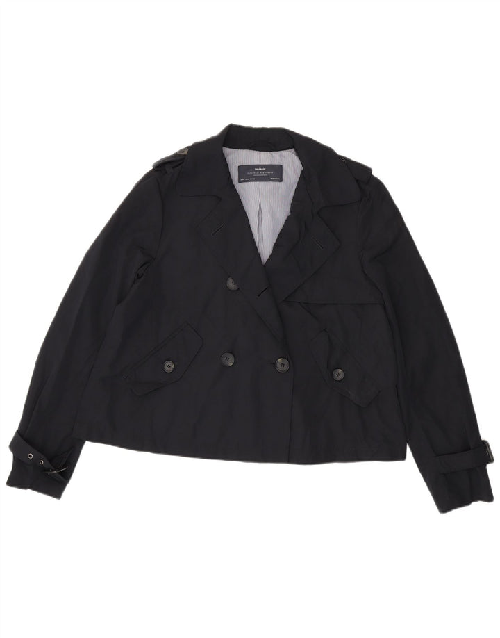 Zara Femme Caban UK 14 Moyen Bleu Marine Polyester