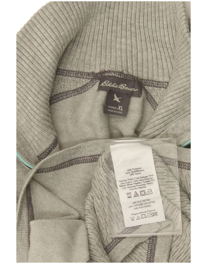 EDDIE BAUER Pull col zippé pour femme UK 18 XL Gris Polyester