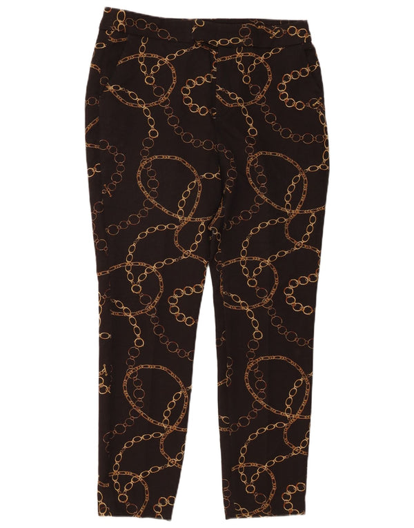 Zara Pantalon chino slim à motif abstrait pour femme EU 40 Medium W30 L27 Noir