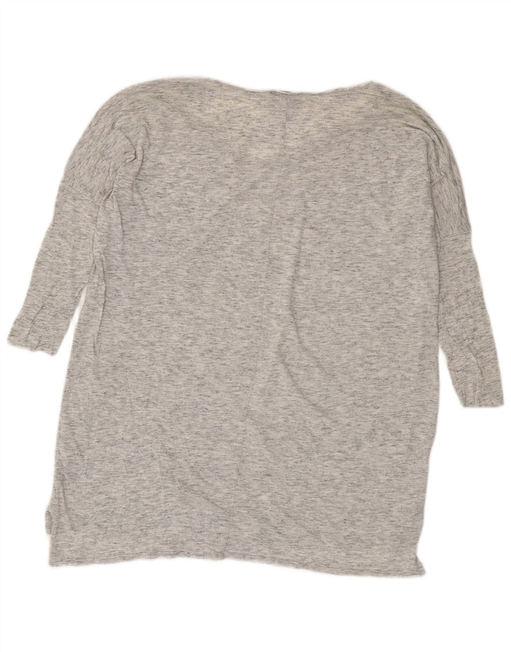 Topshop Femme Haut Oversize Manches 3/4 UK 8 Petit Gris Moucheté Viscose