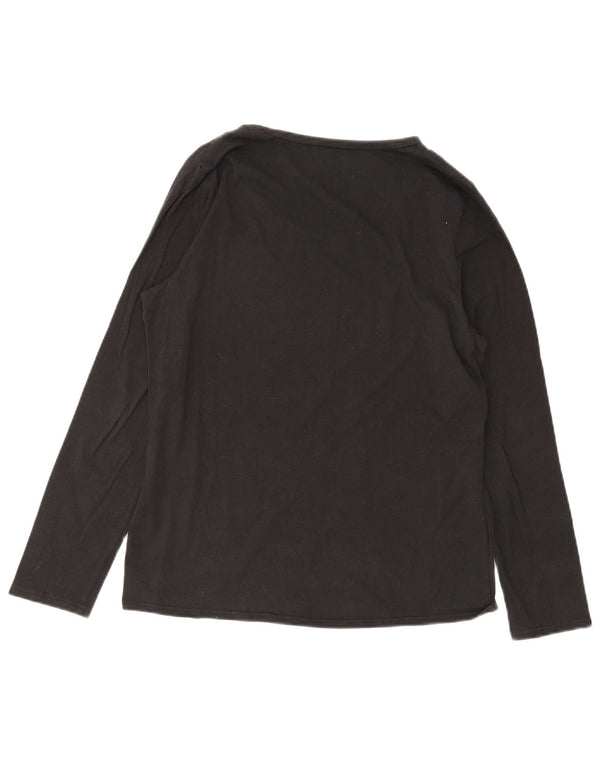 Calvin Klein Womens Graphic Top Long Sleeve UK 14 Large Black Cotton