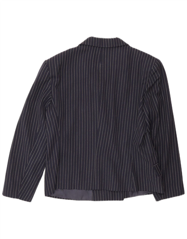 vintage Femme Double Breasted Blazer Veste IT 48 XL Bleu Marine Pinstripe