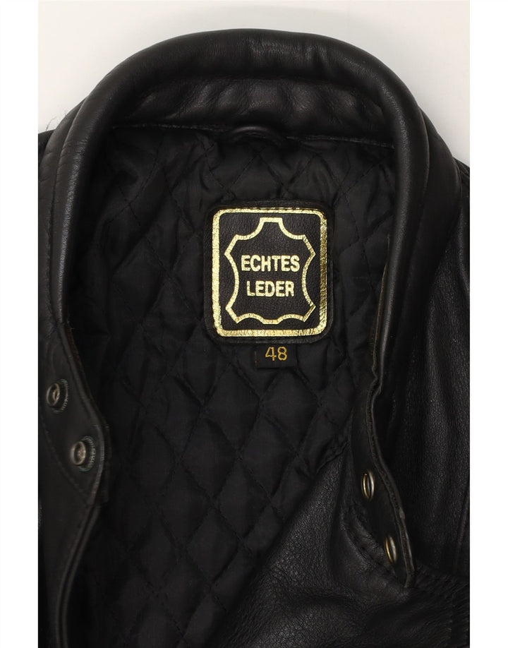 Veste motard en cuir homme vintage EU 48 Cuir noir moyen