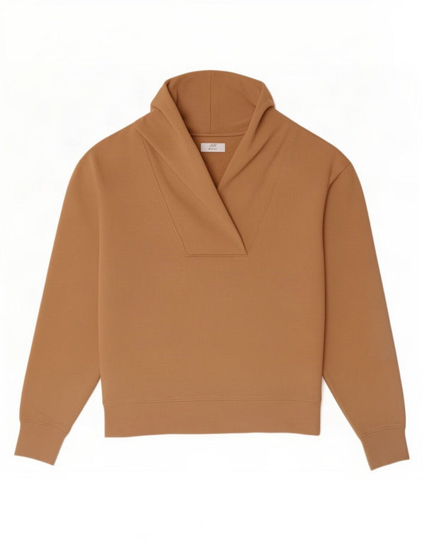 Zara Sweat-shirt à col châle pour femme UK 14 en coton beige moyen
