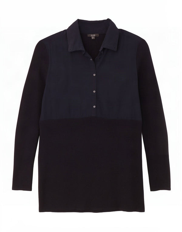 Cos Womens Jumper Dress UK 10 Small Navy Blue Wool