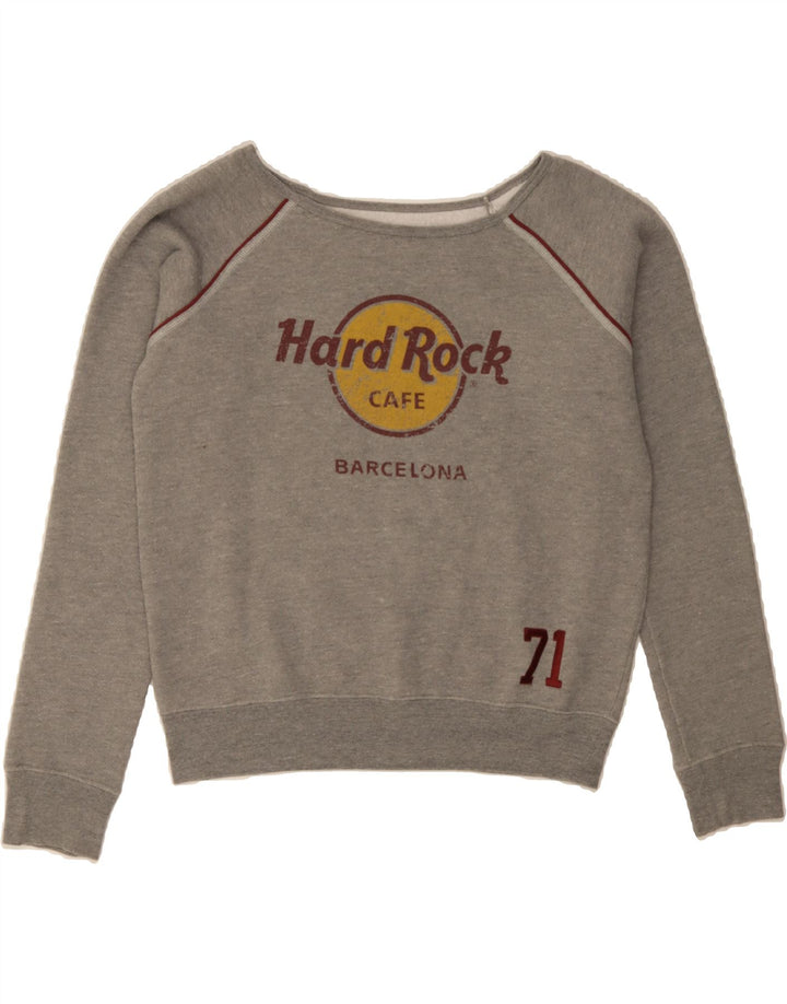 HARD ROCK CAFE Womens Graphic Sweatshirt Jumper UK 14 Medium Grey Cotton Vintage Hard Rock Cafe and Second-Hand Hard Rock Cafe from Messina Hembry 