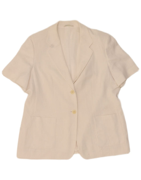 Marks & Spencer Veste blazer à manches courtes et 2 boutons pour femme UK 20 2XL Blanc