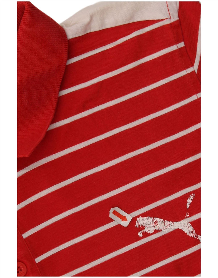 Puma Polo Homme Large Rouge Rayé Coton