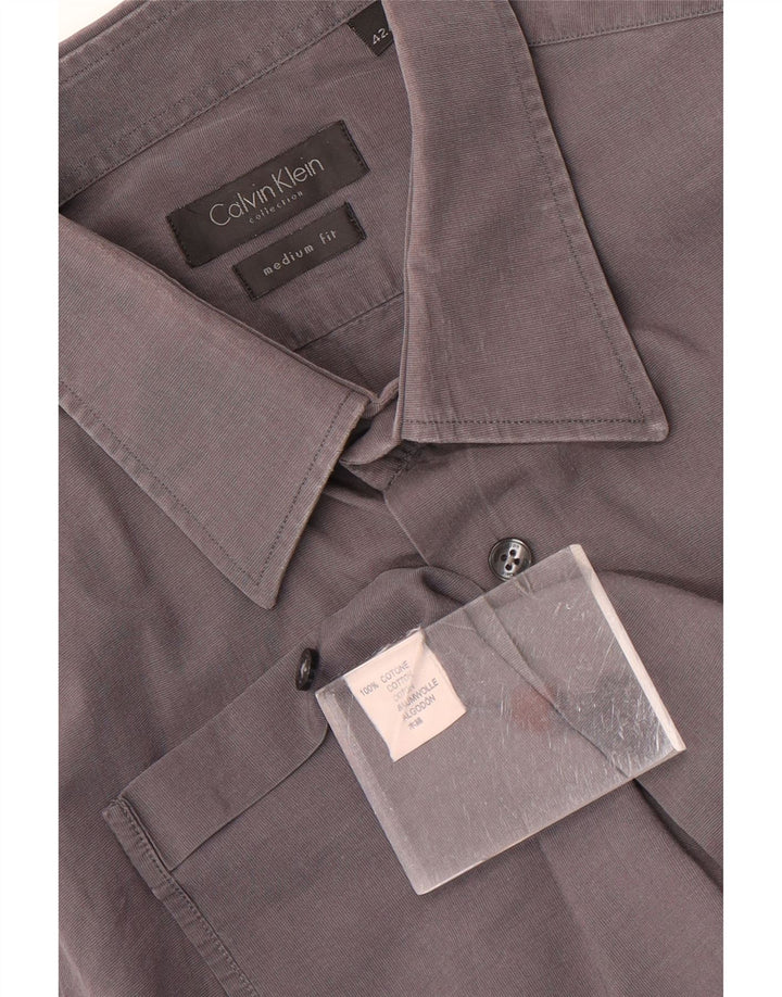 CALVIN KLEIN Chemise Homme Taille 42 Grand Coton Gris