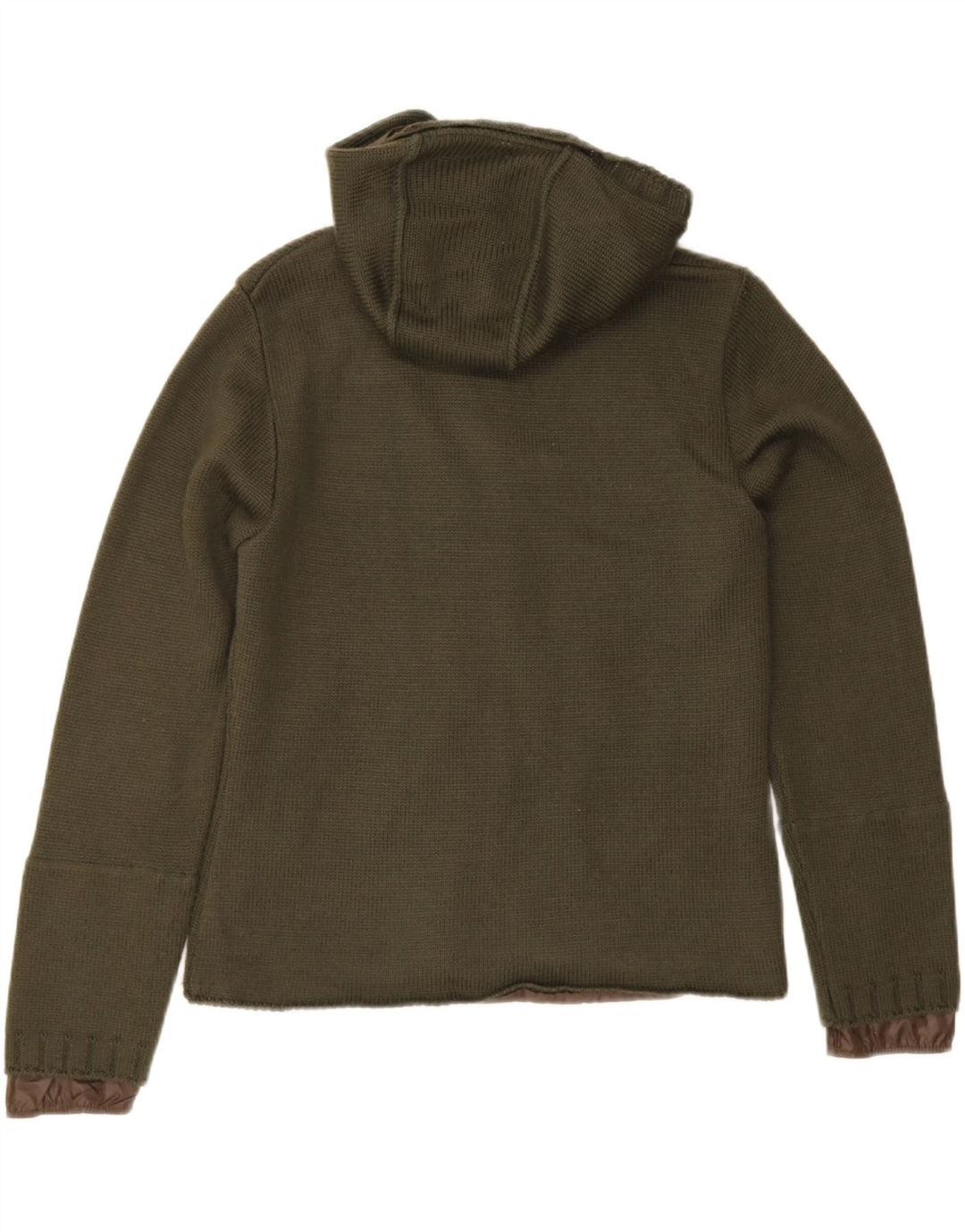 Pinko Veste bomber à capuche en tricot pour femme UK 10 Petite laine kaki