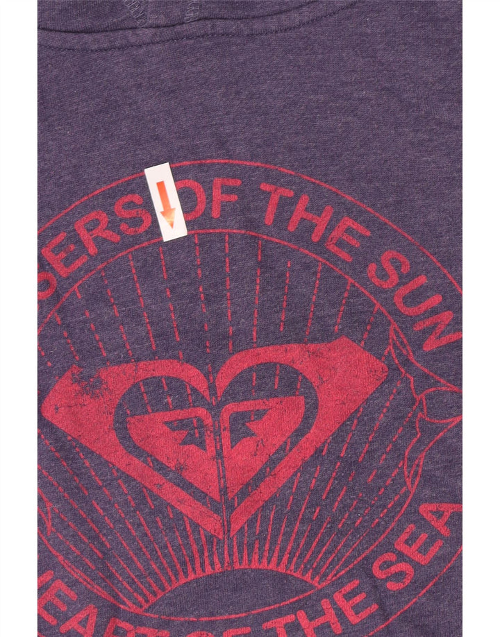 Roxy Pull à capuche graphique pour femme en coton violet moyen