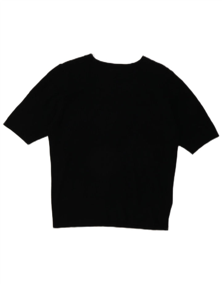 Marks & Spencer T-Shirt Femme Top UK 12 Medium Noir Viscose