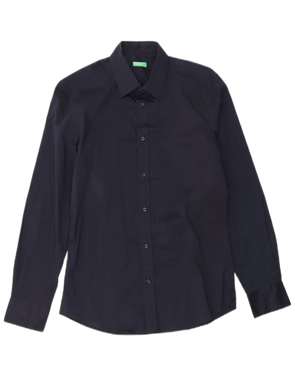 Benetton Chemise Homme Small Bleu Marine Coton