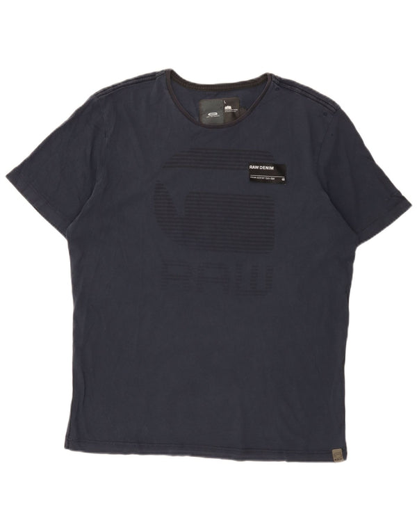 G-Star Homme Graphic T-Shirt Top Large Bleu Marine Coton