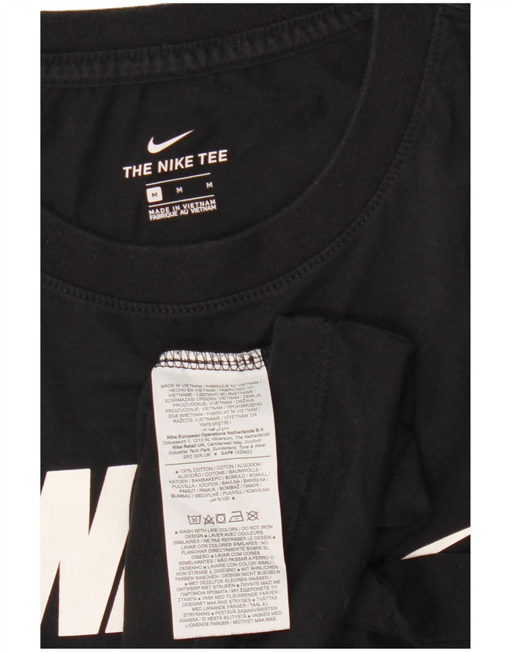 NIKE T-shirt graphique pour femme UK 14 en coton noir moyen