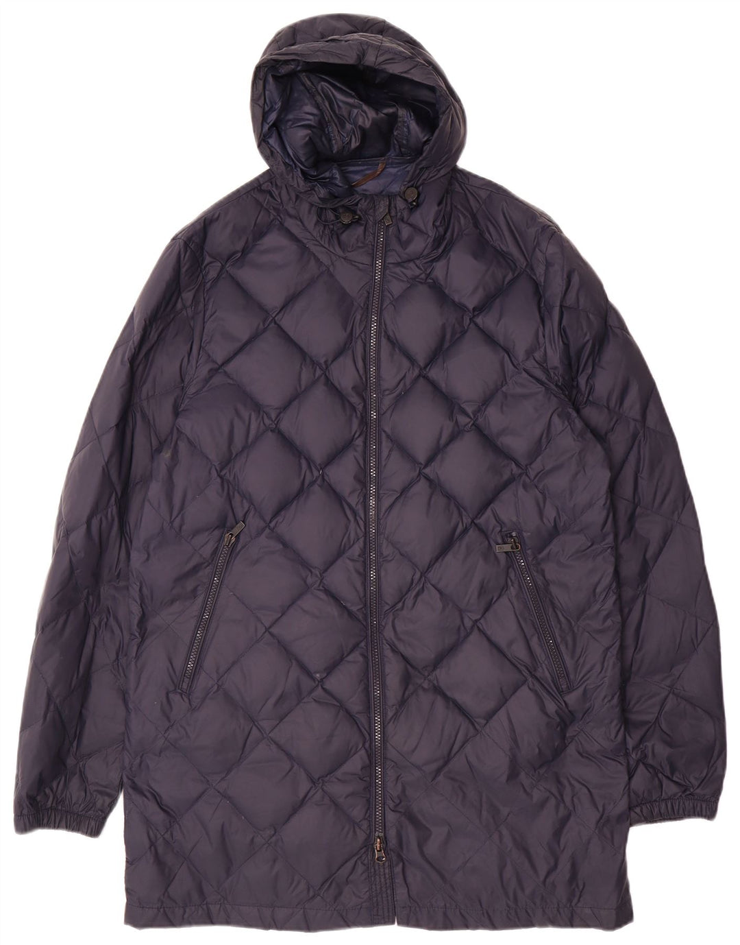 MASSIMO DUTTI Manteau matelassé à capuche pour femme UK 16 Large Bleu Marine Polyamide