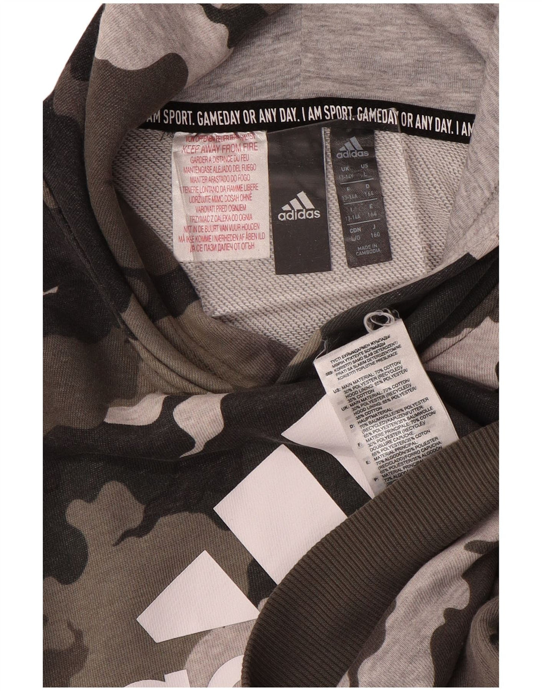 ADIDAS Pull à capuche graphique pour garçon 13-14 ans Marron Camouflage Coton