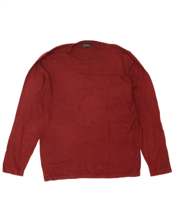 Zara Pull à col rond pour homme en viscose marron moyen