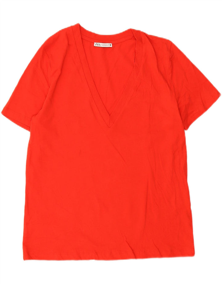 Zara T-shirt surdimensionné pour femme UK 10 Petit coton rouge