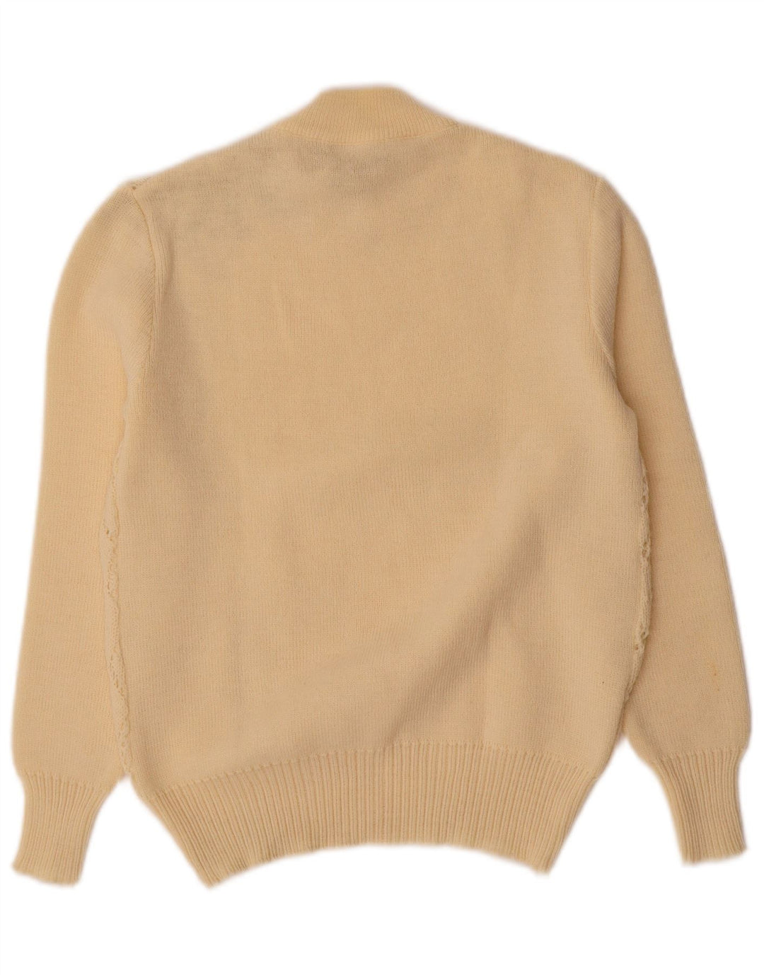 VINTAGE Femme Col Roulé Pull Pull UK 10 Petit Blanc Cassé