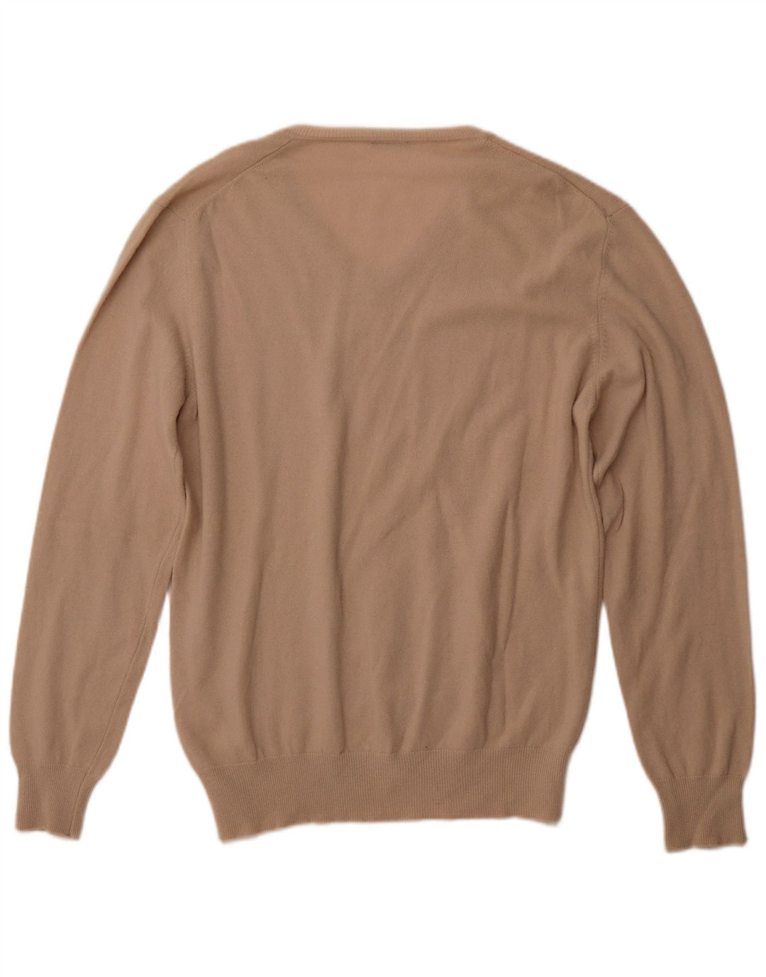 BENETTON Pull Col V Homme XL Laine Beige