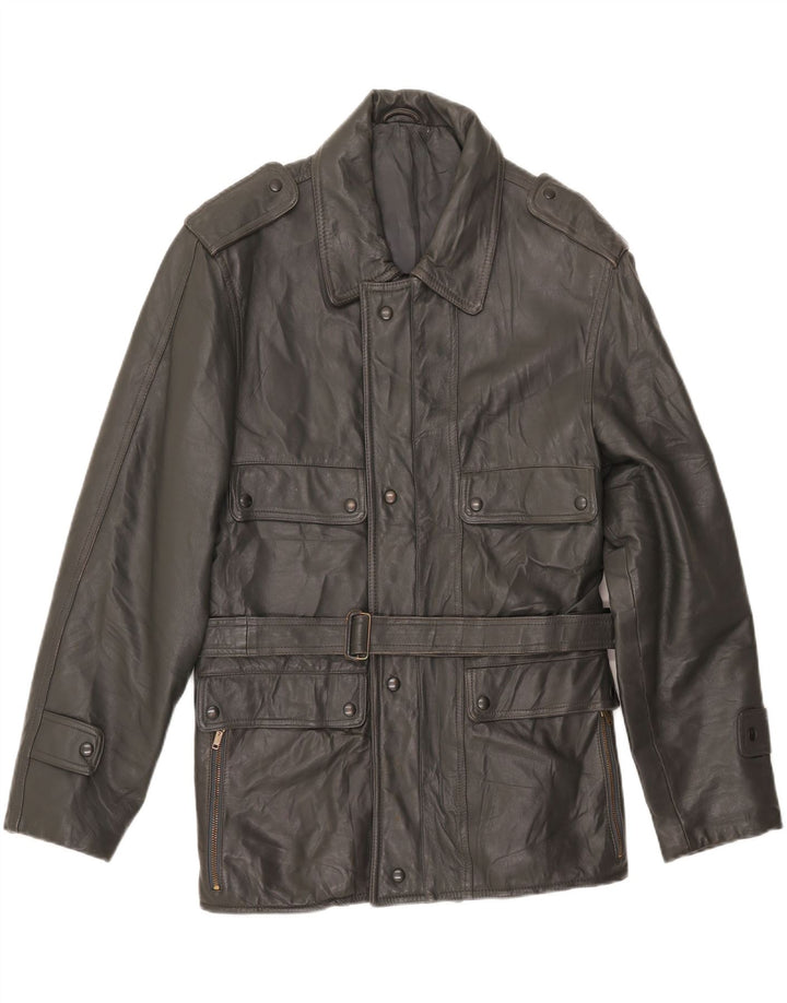 veste en cuir militaire vintage pour homme UK 38 Gris moyen