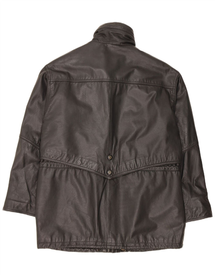 Yorn Manteau en cuir surdimensionné pour femme EU 40 Noir moyen